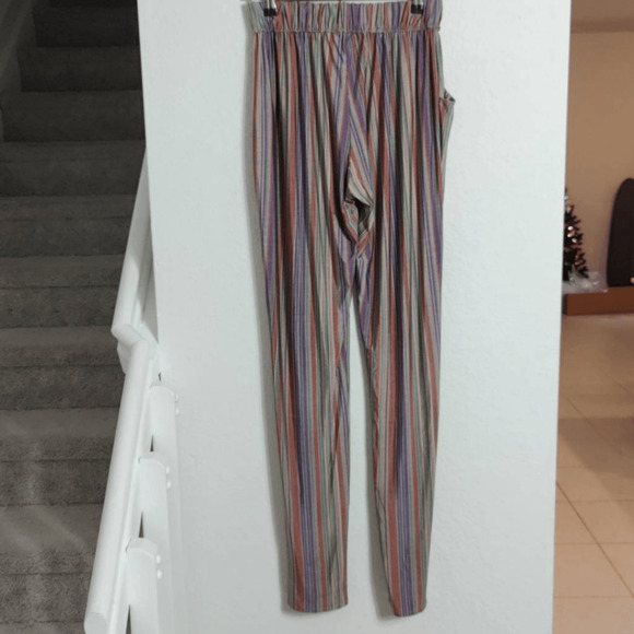 Alexis Pants Womens Large Striped Rainbow Multicolor Pull On boho Hippie - Picture 5 of 9